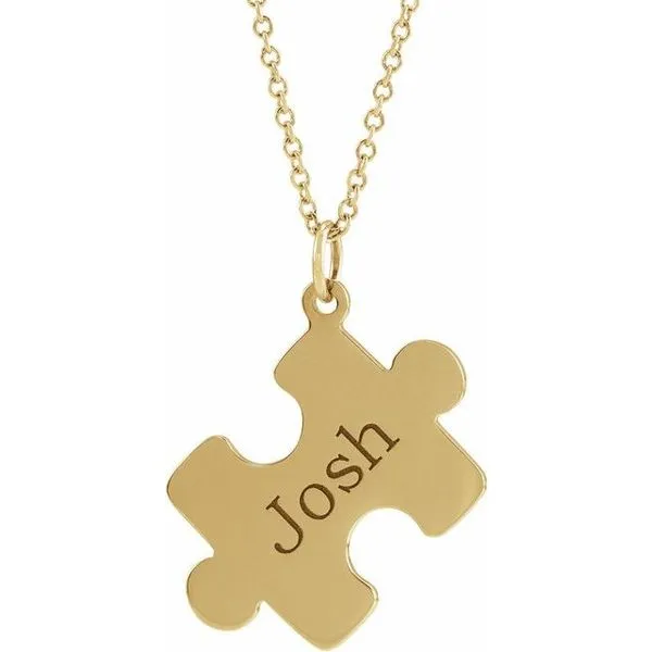 Engravable Puzzle Piece Necklace Image 3 James & Williams Jewelers Berwyn, IL