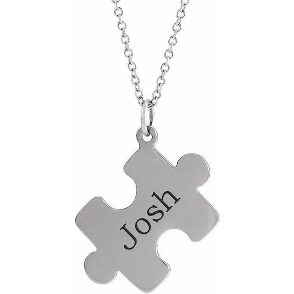 Engravable Puzzle Piece Necklace Image 3 Hopman Jewelers Elkhart, IN