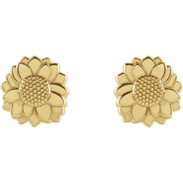 Tiny Sunflower Earrings Image 2 Linwood Custom Jewelers Linwood, NJ