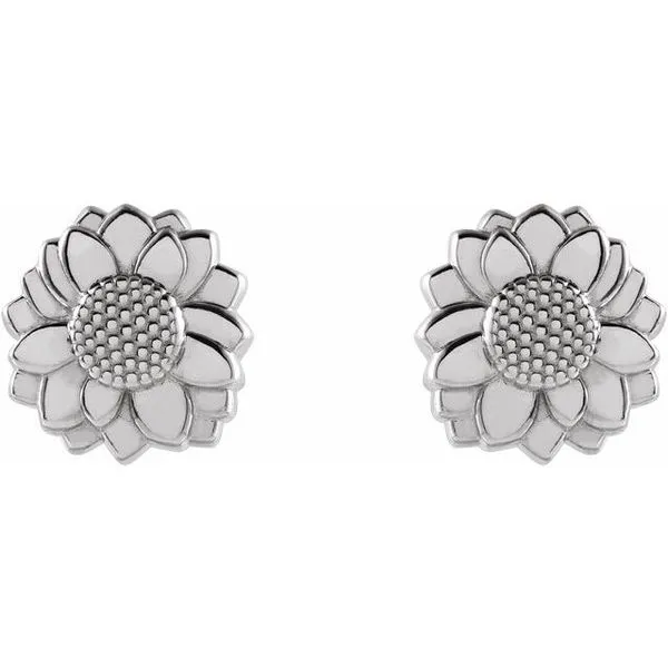 Tiny Sunflower Earrings Image 2 Studio D Jewelers Woodstock, IL