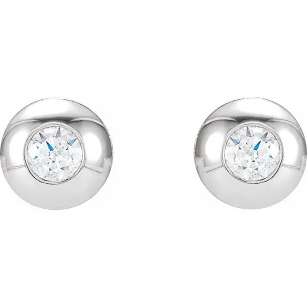 Round Bezel-Set Stud Earrings Image 2 Ellsworth Jewelers Ellsworth, ME