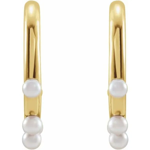 Pearl Hoop Earrings Image 2 Cherry Street Jewelers Tulsa, OK