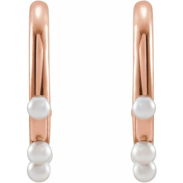 Pearl Hoop Earrings Image 2 J. Meredith Jewelers Delafield, WI