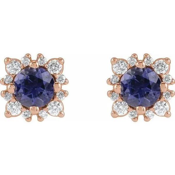 Round 4-Prong Halo-Style Earrings Image 2 Long Jewelers Chesapeake, VA