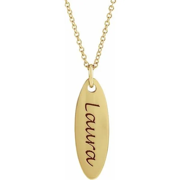 Elongated Oval Engravable Necklace Image 3 James & Williams Jewelers Berwyn, IL