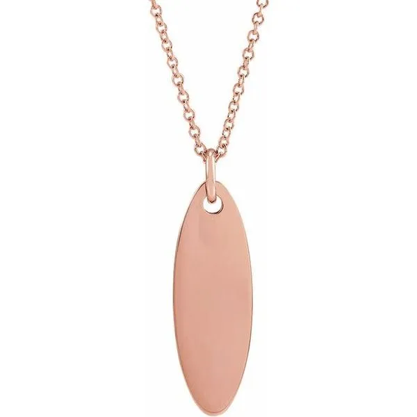 Elongated Oval Engravable Necklace Hopman Jewelers Elkhart, IN