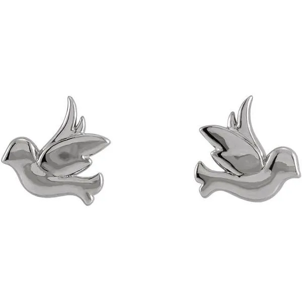Tiny Bird Stud Earrings Image 2 James & Williams Jewelers Berwyn, IL