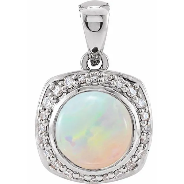 Cabochon Halo-Style Pendant J. Meredith Jewelers Delafield, WI