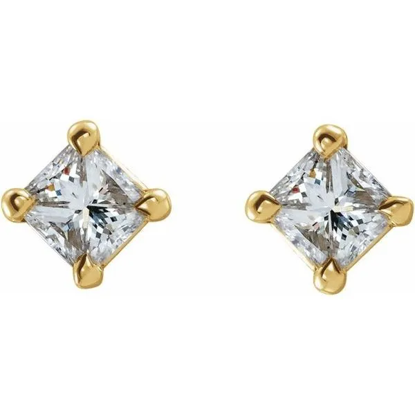 Square 4-Prong Stud Earrings Image 2 James & Williams Jewelers Berwyn, IL