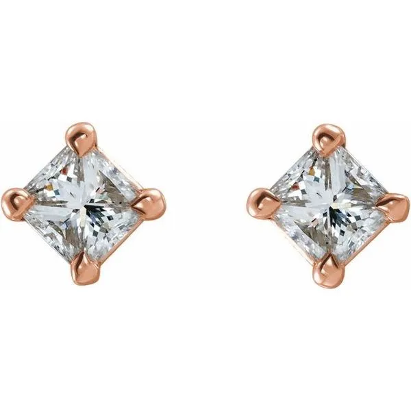 Square 4-Prong Stud Earrings Image 2 James & Williams Jewelers Berwyn, IL