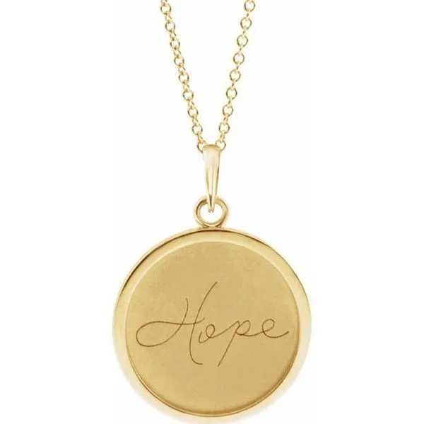 Live, Love, or Hope Disc Necklace M. J. Thomas Jewelers, Ltd. Stratford, CT