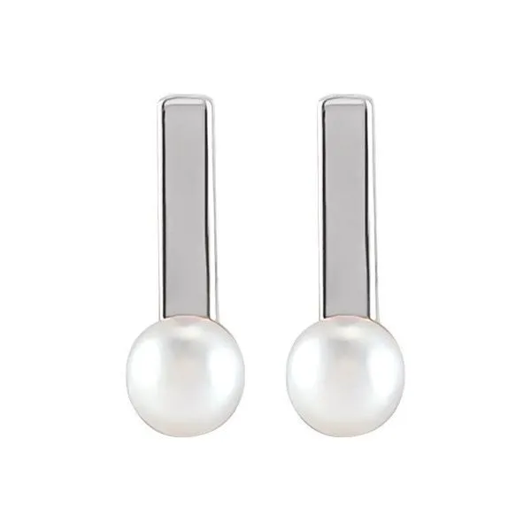 Pearl Bar Earrings Image 2 Milan's Jewelry Inc Sarasota, FL