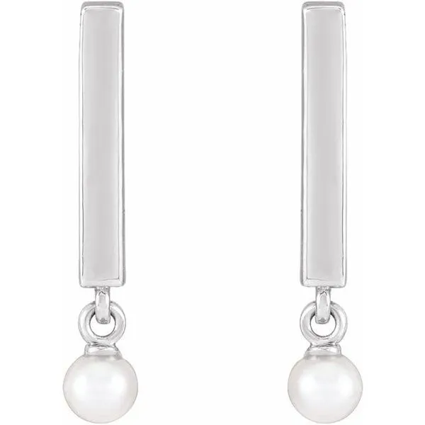Bar Pearl Earrings Image 2 Hopman Jewelers Elkhart, IN