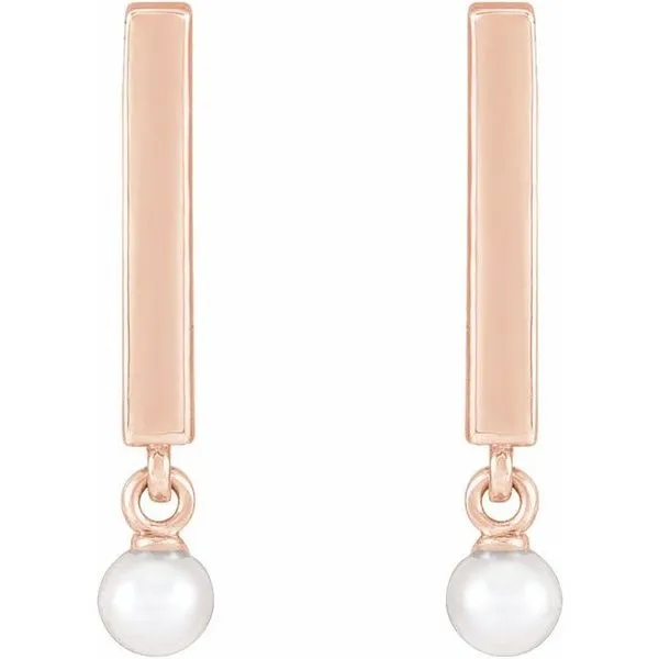 Bar Pearl Earrings Image 2 James & Williams Jewelers Berwyn, IL