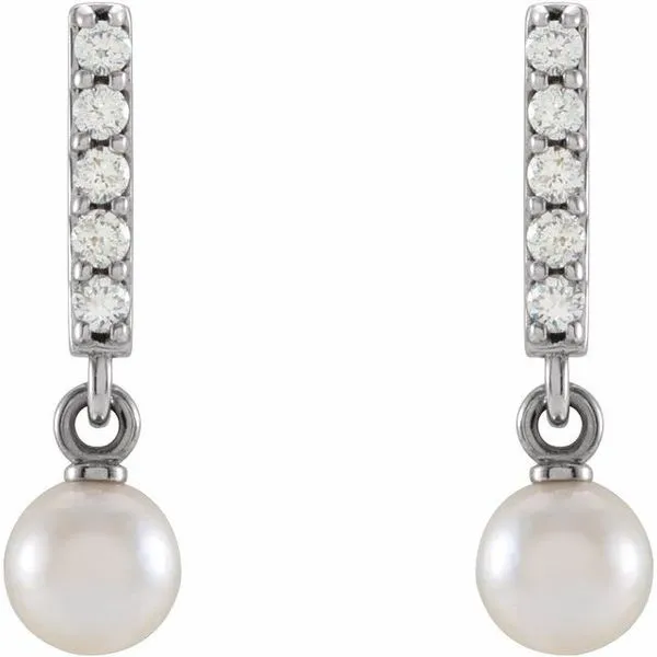 Pearl Bar Earrings Image 2 Moseley Diamond Showcase Inc Lexington, SC