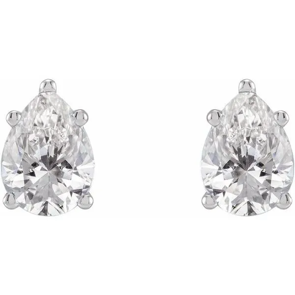 Pear 5-Prong Stud Earrings Image 2 M. J. Thomas Jewelers, Ltd. Stratford, CT