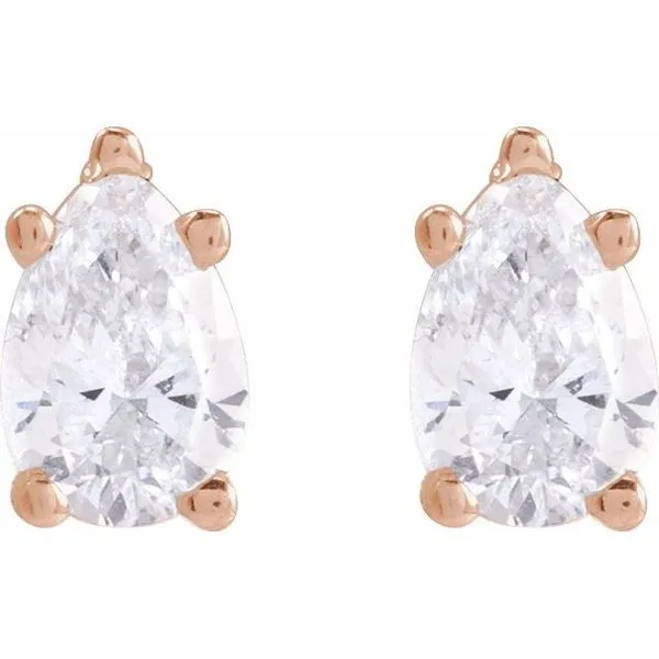 Pear 5-Prong Stud Earrings Image 2 Linwood Custom Jewelers Linwood, NJ