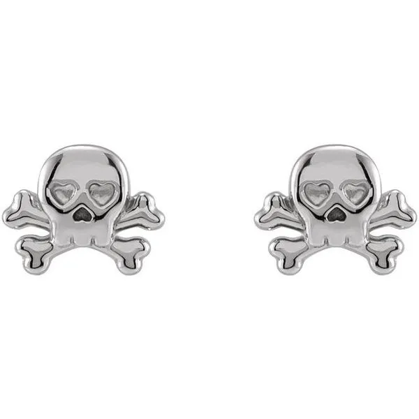 Petite Skull & Crossbones Earrings Image 2 Hopman Jewelers Elkhart, IN