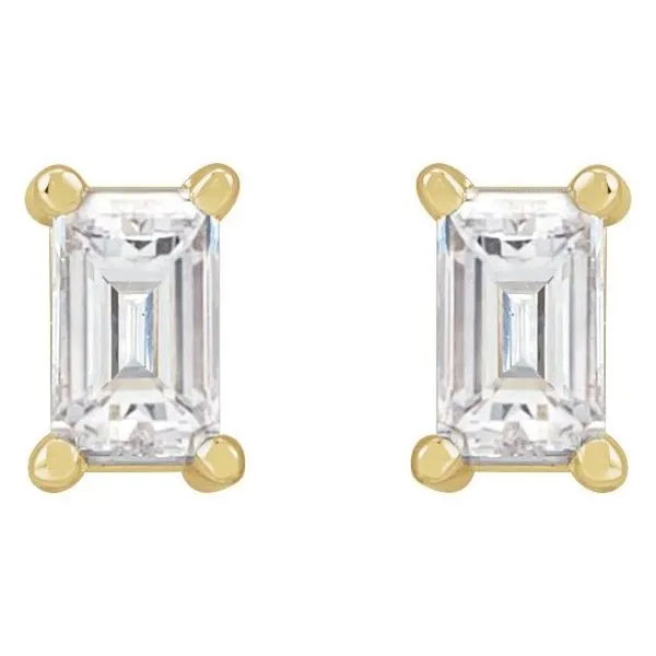Straight Baguette 4-Prong Stud Earrings Image 2 Milan's Jewelry Inc Sarasota, FL
