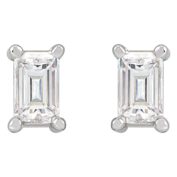 Straight Baguette 4-Prong Stud Earrings Image 2 Michael's Jewelry North Wilkesboro, NC