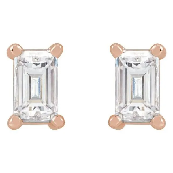 Straight Baguette 4-Prong Stud Earrings Image 2 Long Jewelers Chesapeake, VA
