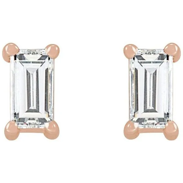Straight Baguette 4-Prong Stud Earrings Image 2 Hopman Jewelers Elkhart, IN