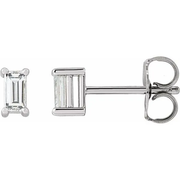 Straight Baguette 4-Prong Stud Earrings Woelk's House of Diamonds Russell, KS