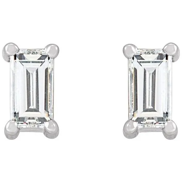 Straight Baguette 4-Prong Stud Earrings Image 2 Long Jewelers Chesapeake, VA