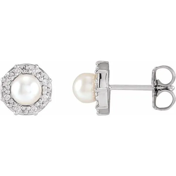 Halo-Style Pearl Earrings Hopman Jewelers Elkhart, IN