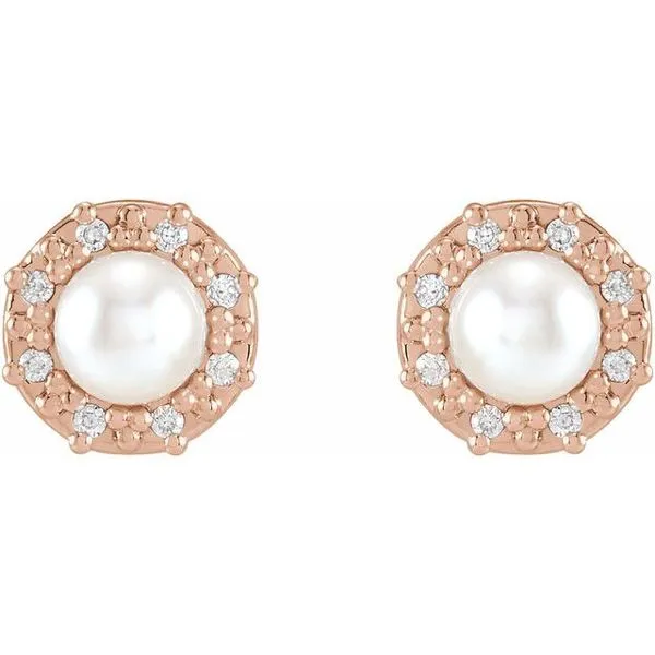 Halo-Style Pearl Earrings Image 2 Hopman Jewelers Elkhart, IN