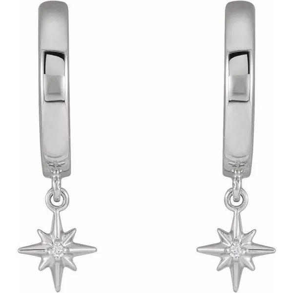 Accented Star Hoop Earrings Image 2 Long Jewelers Chesapeake, VA