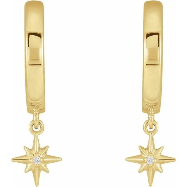 Accented Star Hoop Earrings Image 2 James & Williams Jewelers Berwyn, IL