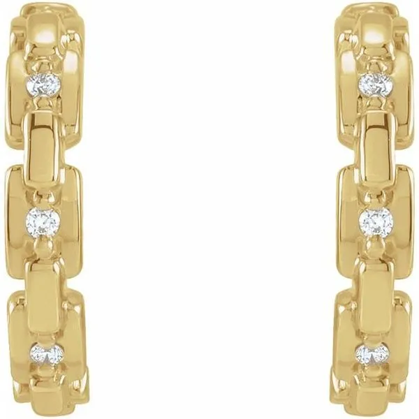 Accented Chain Link Huggies Image 2 Delfine's Jewelry Charleston, WV