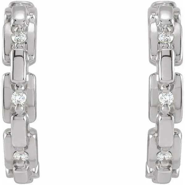 Accented Chain Link Huggies Image 2 Delfine's Jewelry Charleston, WV