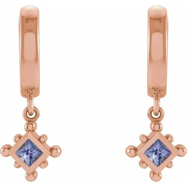 Beaded Bezel-Set Hoop Earrings Image 2 James & Williams Jewelers Berwyn, IL