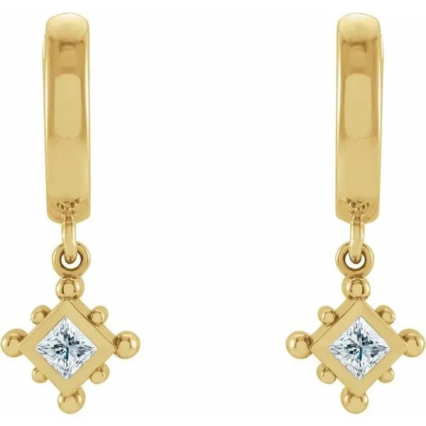 Beaded Bezel-Set Hoop Earrings Image 2 Hopman Jewelers Elkhart, IN