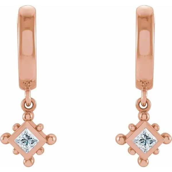 Beaded Bezel-Set Hoop Earrings Image 2 James & Williams Jewelers Berwyn, IL