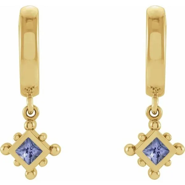 Beaded Bezel-Set Hoop Earrings Image 2 Delfine's Jewelry Charleston, WV