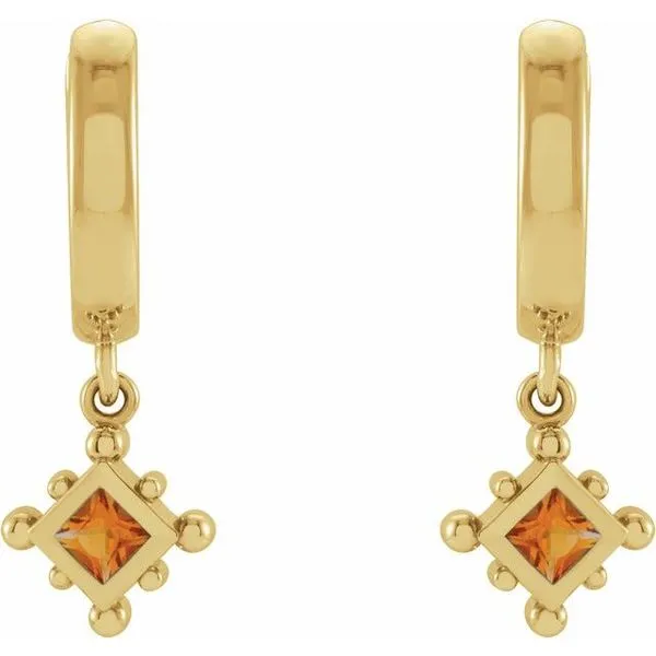 Beaded Bezel-Set Hoop Earrings Image 2 Hopman Jewelers Elkhart, IN