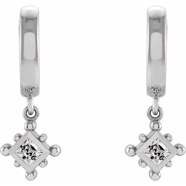 Beaded Bezel-Set Hoop Earrings Image 2 J. Meredith Jewelers Delafield, WI