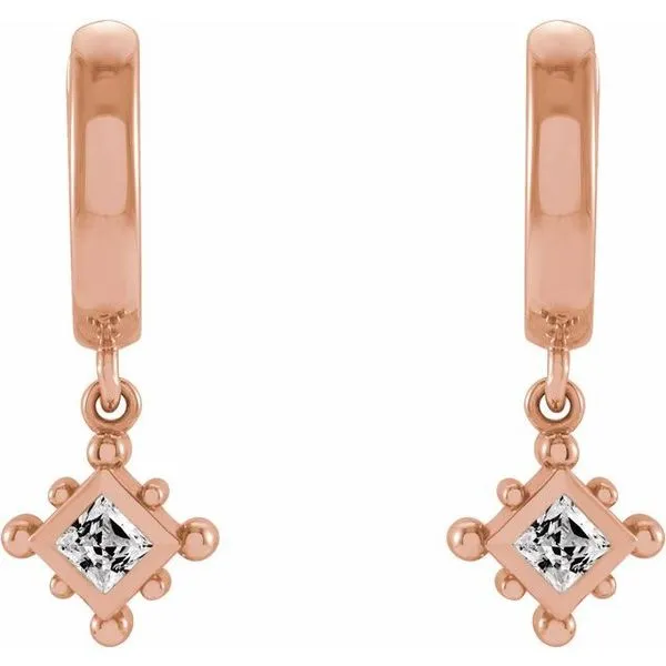 Beaded Bezel-Set Hoop Earrings Image 2 Delfine's Jewelry Charleston, WV