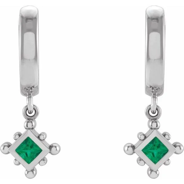 Beaded Bezel-Set Hoop Earrings Image 2 D'Errico Jewelry Scarsdale, NY