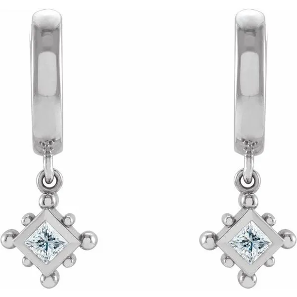 Beaded Bezel-Set Hoop Earrings Image 2 Hopman Jewelers Elkhart, IN