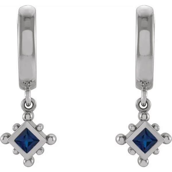 Beaded Bezel-Set Hoop Earrings Image 2 Delfine's Jewelry Charleston, WV