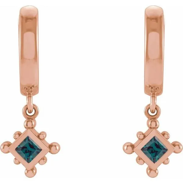 Beaded Bezel-Set Hoop Earrings Image 2 Delfine's Jewelry Charleston, WV