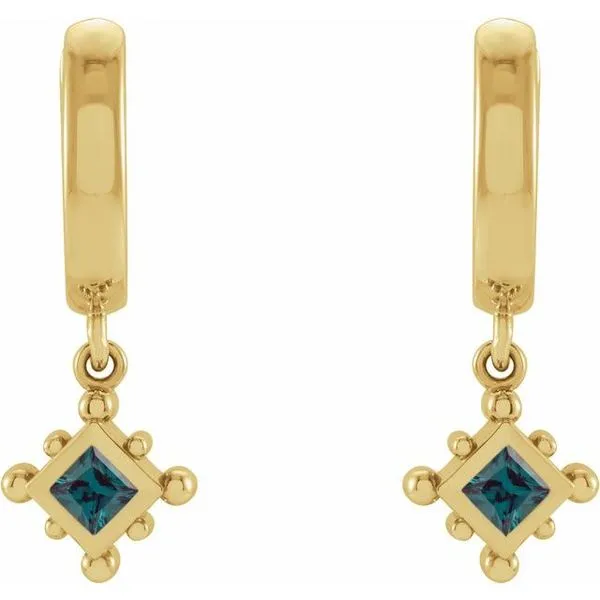 Beaded Bezel-Set Hoop Earrings Image 2 Delfine's Jewelry Charleston, WV