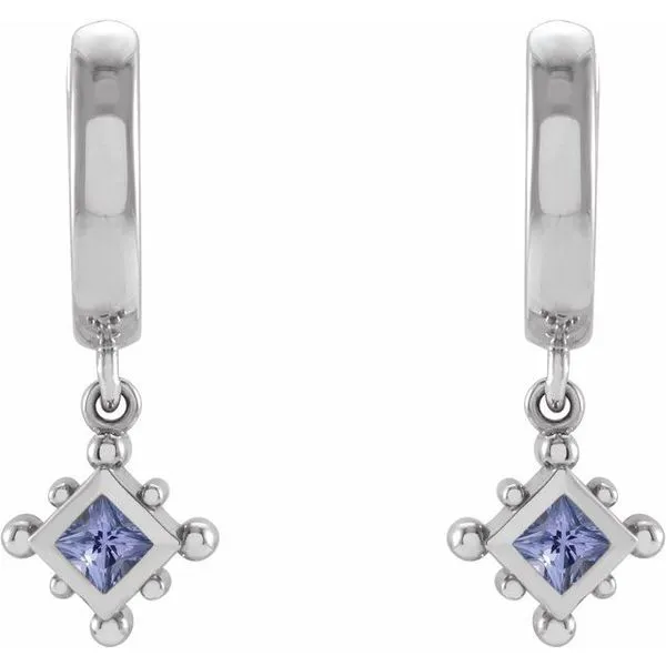 Beaded Bezel-Set Hoop Earrings Image 2 Diny's Jewelers Middleton, WI