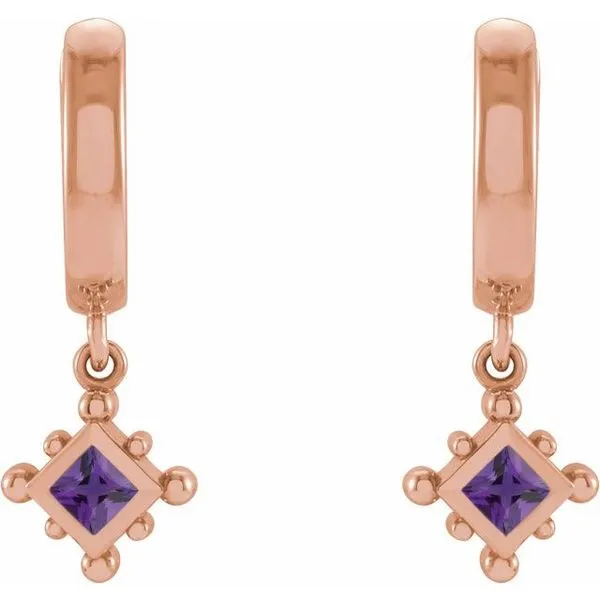 Beaded Bezel-Set Hoop Earrings Image 2 James & Williams Jewelers Berwyn, IL