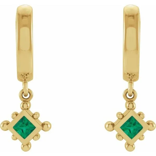 Beaded Bezel-Set Hoop Earrings Image 2 Hopman Jewelers Elkhart, IN