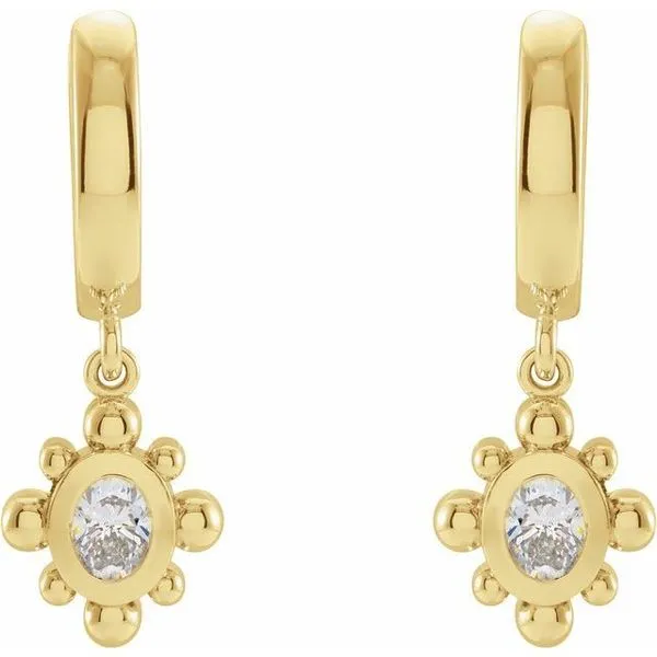 Beaded Bezel-Set Hinged Hoop Earrings Image 2 Hopman Jewelers Elkhart, IN